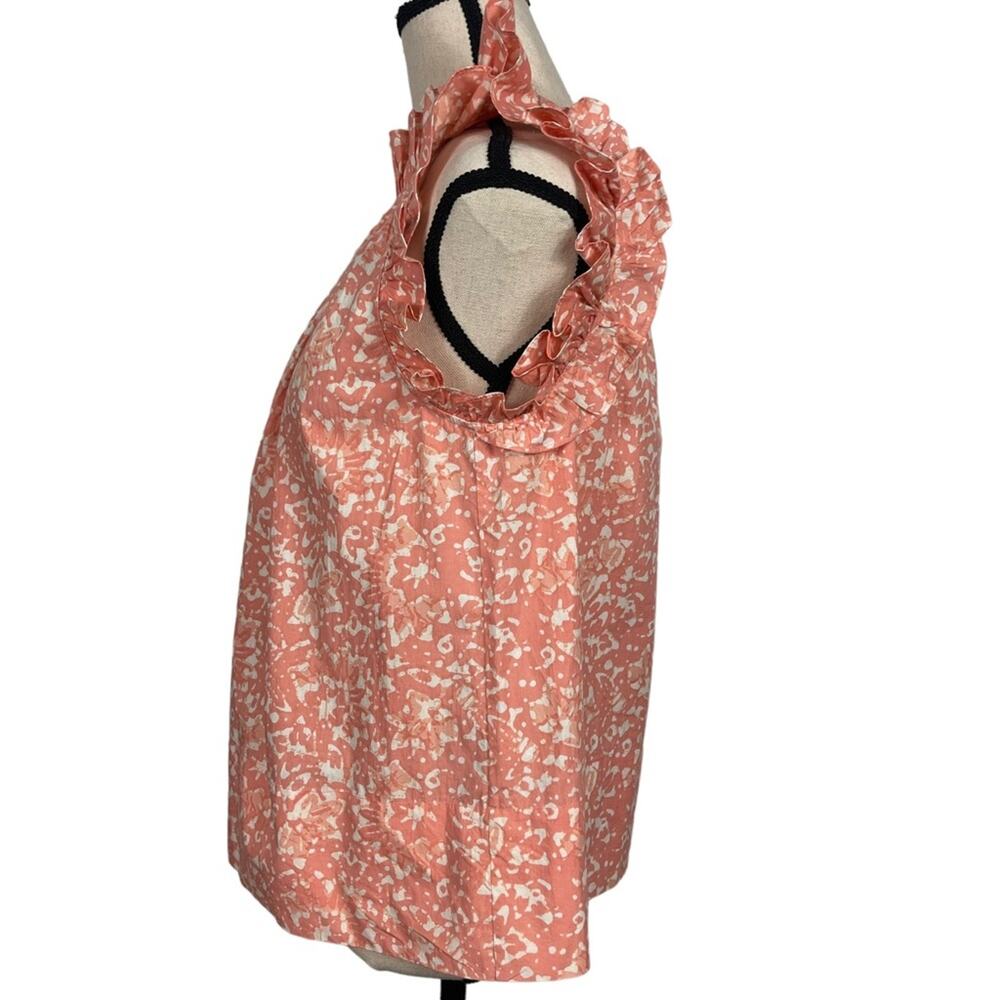 Ulla Johnson Blouse Top Abstract Print Ruffle Sleeve Orange Size 0 - Picture 4 of 9